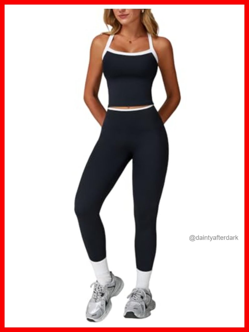 Two Piece Workout Set Cross Back Tank High Waist Leggings Women Activewear Gym